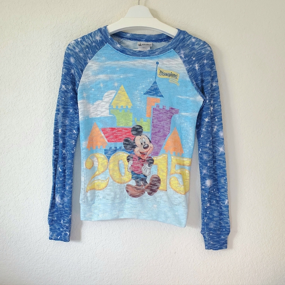 Disney Parks Disneyland Resort 2015 Castle Mickey Mouse Knit Raglan Sweater S